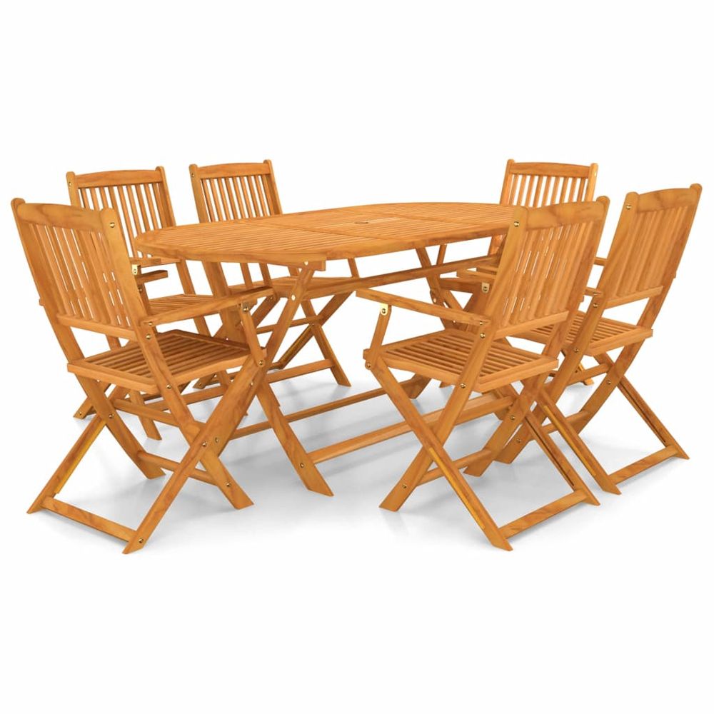 7 Piece Folding Outdoor Dining Set Solid Acacia Wood