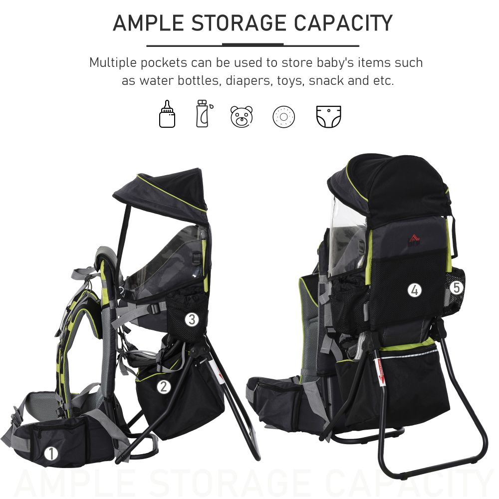 Baby Hiking Backpack Carrier Detachable Rain Cover for Toddlers  HOMCOM